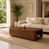 Rothwell Sheesham Wood Diamond Carved Coffee Table in Walnut Finish