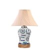 Devansh Off-White Cotton Shade Cross Pleated Lamp With Wood & Mosaic Glass Base For Decoration/Office/Home/Gifting/Study For Decoration/Office/Home/Gifting/Study