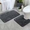 Luxe Home Polyester Newman Contour Bath Mat Set of 2 (Anthra 45x75 cm & 40x45)