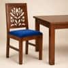 Globally Indian Vayuna Solid Sheesham Wood 6 Seater Dining Table Set 6 Chairs Navy Blue