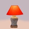 Devansh Conical Orange Cotton Shade Lamp With Wood & Mosaic Glass Base For Decoration/Office/Home/Gifting/Study For Decoration/Office/Home/Gifting/Study -(10X10X14.5) Inches -A