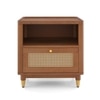 Fiji Solid Wood and Cane Bedside Table in Amber Walnut Finish