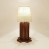 Palisade Brown Wooden Table Lamp with White Fabric Lampshade