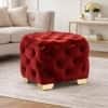 Doe Buck Damira Upholstered Velvet Tufted Ottoman in Maroon Colour with Gold Base