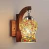 Devansh Solid Wood Electric Wall Light in Brown Colour with Multi Shade Count of 1 Light