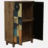 Olyn Mango Wood Handpainted Multicolour 2 Door Tall Cabinet In Natural Finish