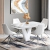 Caribu 4 To 6 Extendable Dining Table With Set Of 4 Doris Swivel Accent Chairs (Colour- White Leatherette, Finish- White Marble High Gloss)