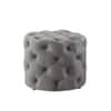 Doe Buck Briana Velvet Tufted Ottoman Cube in Grey Colour