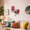 Devansh Metal Electric Wall Light in Gold Colour with Pink Shade Count of 2 Lights