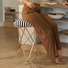 Zebra Fabric Cross Metallic Stool in Black & White Color Set of 2