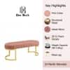 Doe Buck Upholstered Oval Bench in Pink Colour with Gold Loop Legs