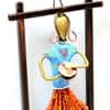 Desert Art Metal Handpainted Lady Musician Wall Hanging Set of 3 in Multicolour