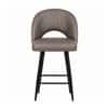 Doe Buck Faux Leather Counter Height Bar Stool in Grey Colour with Black Legs
