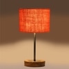 Devansh Orange  Jute   Table Lamp With  Natural  Wood Base  & Steel Pipe (7X17 Inches)-17