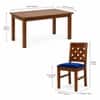 Globally Indian Arunika Solid Sheesham Wood 6 Seater Dining Table Set 6 Chairs Navy Blue