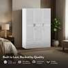 Bennis Engineered Wood 3 Door Wardrobe Without Mirror in White Finish