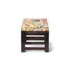 Houston Sheesham Wood Stool in Mahogany Finish & Multi Colour Israel Print Kantha fabric Cushion