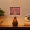 Devansh Maroon Jute Table Lamp With G Wood Natural Base -(7X13 Inches)-12