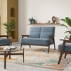 Logan 2 Seater Wooden Sofa in Blue Colour