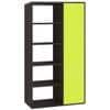 Nikola Large Crockery cum Bookshelf and Divider Unit in Antique Ebony Lime Yellow Colour