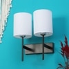 Eliante Cloth Shade Wall Lights Mild Steel & Glass Material Dark Brown & White Finish