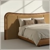 Elowen Softline King Size Bed in velvet With Oak wood Frame & Hydraulic Storage