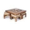 Blane Sheesham Wood 4 Seater Coffee Table Set In Teak Finish