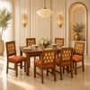 Globally Indian Helene Solid Sheesham Wood 6 Seater Dining Table Set 6 Chairs Navy Blue