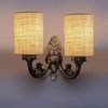Devansh Metal Electric Wall Light in Antique Gold Colour with White Shade Count of 2 Lights