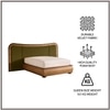 Elowen Softline Queen Size Bed in velvet With Oak wood Frame & Hydraulic Storage