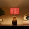 Devansh Orange Jute Table Lamp With Wood Natural Base (7X13 Inches)-19