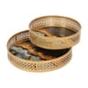 Round Metal Meeena Tray Set Of 2 In Blue And Black Colour