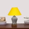 Devansh Conical Yellow Cotton Shade Lamp With Wood & Mosaic Glass Base For Decoration/Office/Home/Gifting/Study For Decoration/Office/Home/Gifting/Study -(10X10X14.5) Inches -A