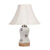 Devansh Off-White Cotton Shade Lamp With Wood & Mosaic Glass Base For Decoration/Office/Home/Gifting/Study For Decoration/Office/Home/Gifting/Study