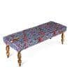 Cairo Solid Wood 2 Seater Bench In Bird Print Grey Kantha Fabric