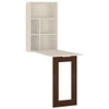 Calypso Wall Mounted Folding Study Desk and Built In Bookshelf in Light Wood Coffee Walnut Colour