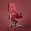 Kepler Brooks Atlas Premium Leatherette Office Desk Chair in Maroon Colour