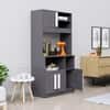 Hexa Red Crockery Unit Multipurpose Wooden Cabinet in Slate Grey Colour