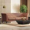 Weston 3 Seater Luxury Italian Leather Sofa In Cognac