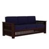 Anjani 3+1+1 Seater Wooden Sofa (BLUE Colour, Dark Walnut Finish)