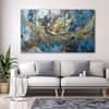 The Castle Decor Abstract Golden Blue Wall Art Set of 5 27x48 Inch