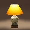 Devansh Conical Yellow Cotton Shade Lamp With Wood & Mosaic Glass Base For Decoration/Office/Home/Gifting/Study For Decoration/Office/Home/Gifting/Study -(10X10X14.5) Inches -A