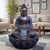 Brown Fiber Glass Nymph Lotus Buddha Indoor Water Fountain