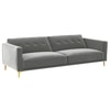 Calisa 3 Seater Velvet Sofa Cum Bed in Grey colour