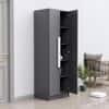 Hexa Red Wooden 2 Door Wardrobe with 4 Shelves in Slate Grey Colour