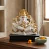 Devotional Kamal Vaibhav Ganesha Statue in White and Gold Colour