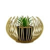 Golden Sphere Planter Set With Artificial Plant
