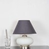 MALOTO Frosted White Glass and Chrome Finish Metal Table Lamp With Black Cotton Shade