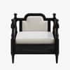 Rattan Solid wood Single Seater sofa in Black Finish in Ivory
