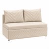 Marteen 2 Seater Velvet Pull Out Sofa Cum Bed in Cream Color With Storage